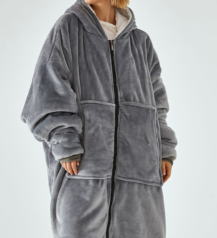 TV Blanket Hoodie in Dark Grey