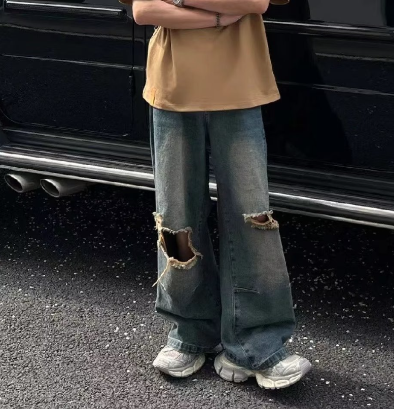 Men's Distressed Washed Ripped Jeans - Image 2