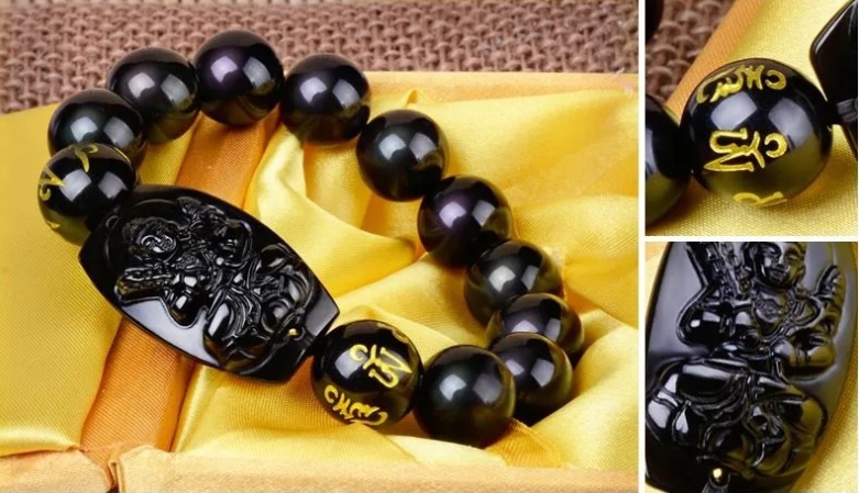 Obsidian Buddha Bracelet 4