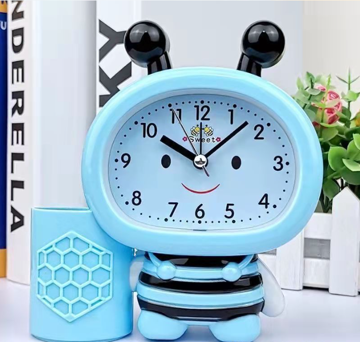 Male and female students innovative creative pen holder bee alarm clock bedside children cartoon bear fashion cute alarm clock