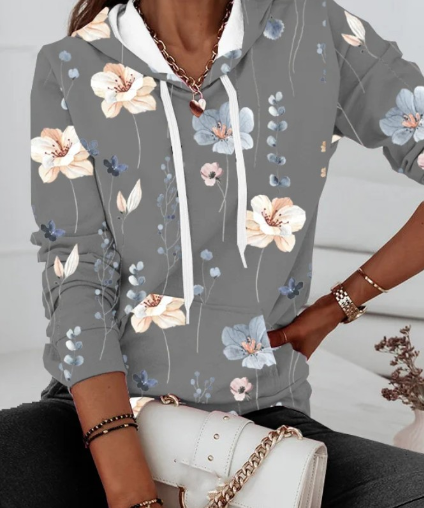 Hooded Sweater Floral Print 2