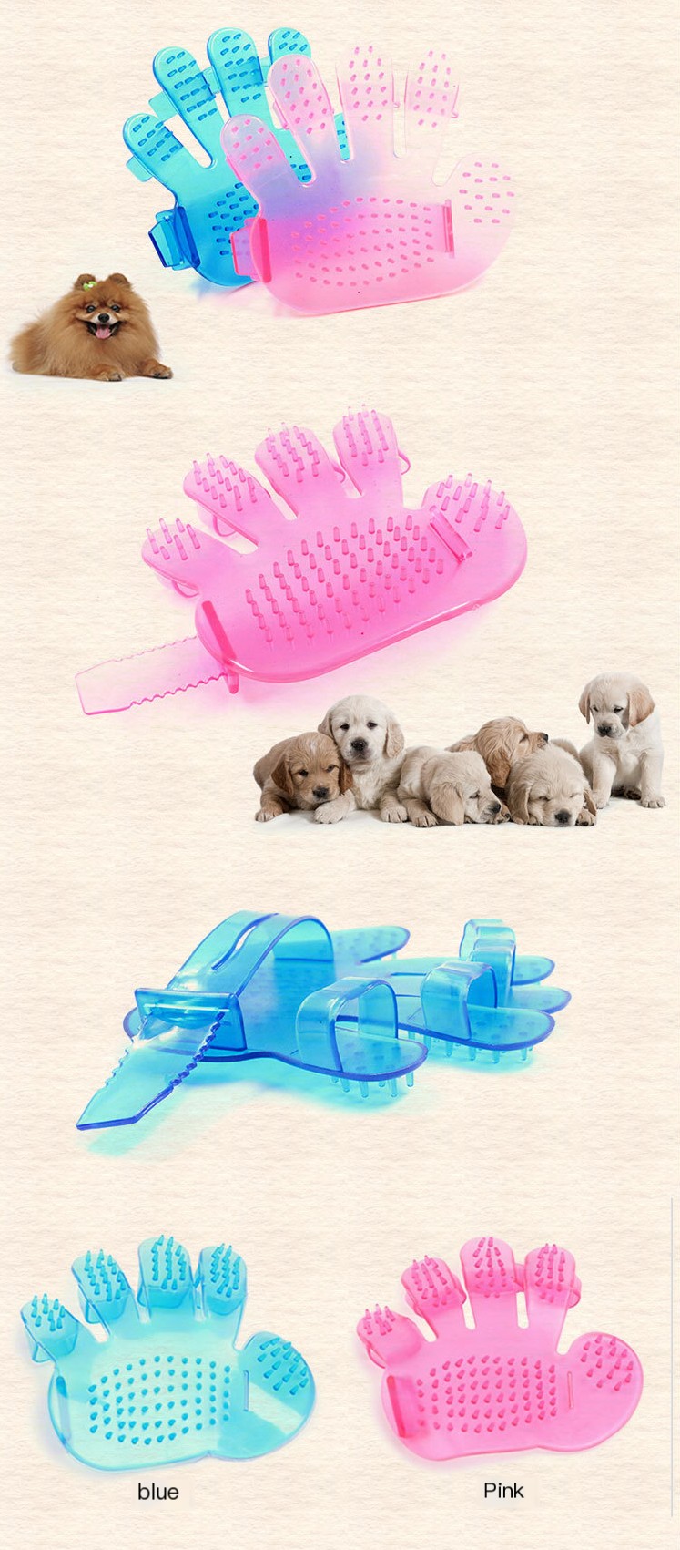 Using Pet Five-Finger Bath Brush