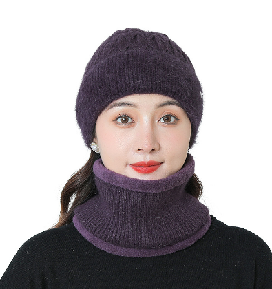 Women's Fleece Warm Wool Hat Scarf Suit Image 3