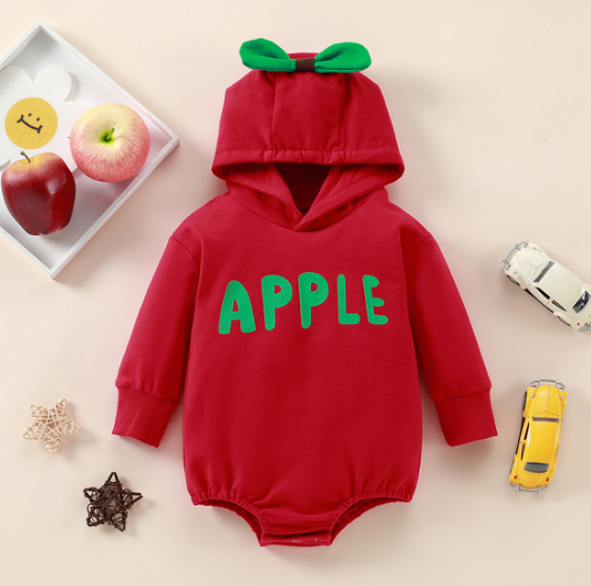 Red Apple Fantasy Baby Bodysuit with Hood image