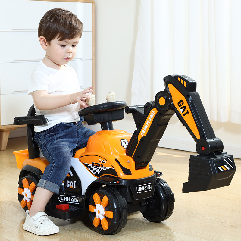 The new children's electric excavator can be used as a baby engineering car Children's digging machine 1-3 years old baby battery car image