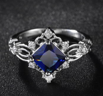 Square Platinum Color Diamond Ring Image 3