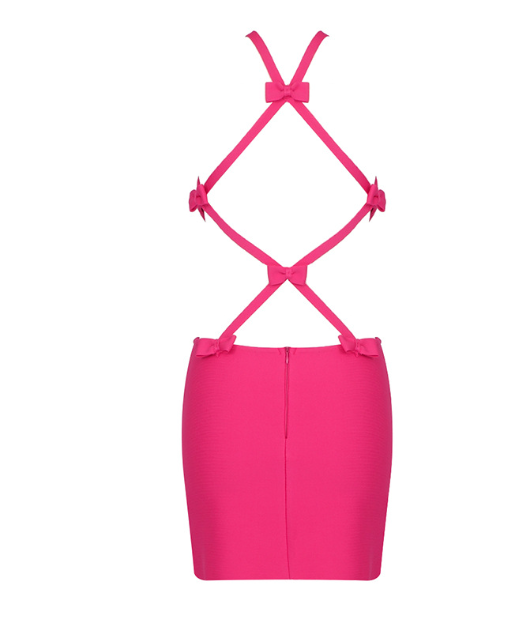 Back Pearl Buckle Bandage One-piece Dress styled look