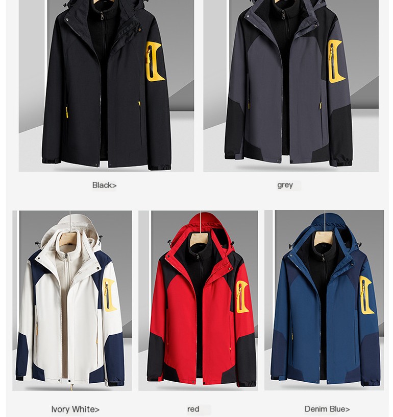 Three-in-one Removable Liner With Velvet Thickening Windproof Waterproof Jacket