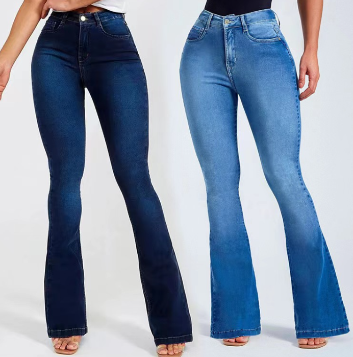 Navy Blue Flared Boot Cut Jeans