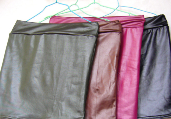 Styled Imitation Leather Skirt