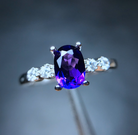 Anillo de amatista floral Imagen 2