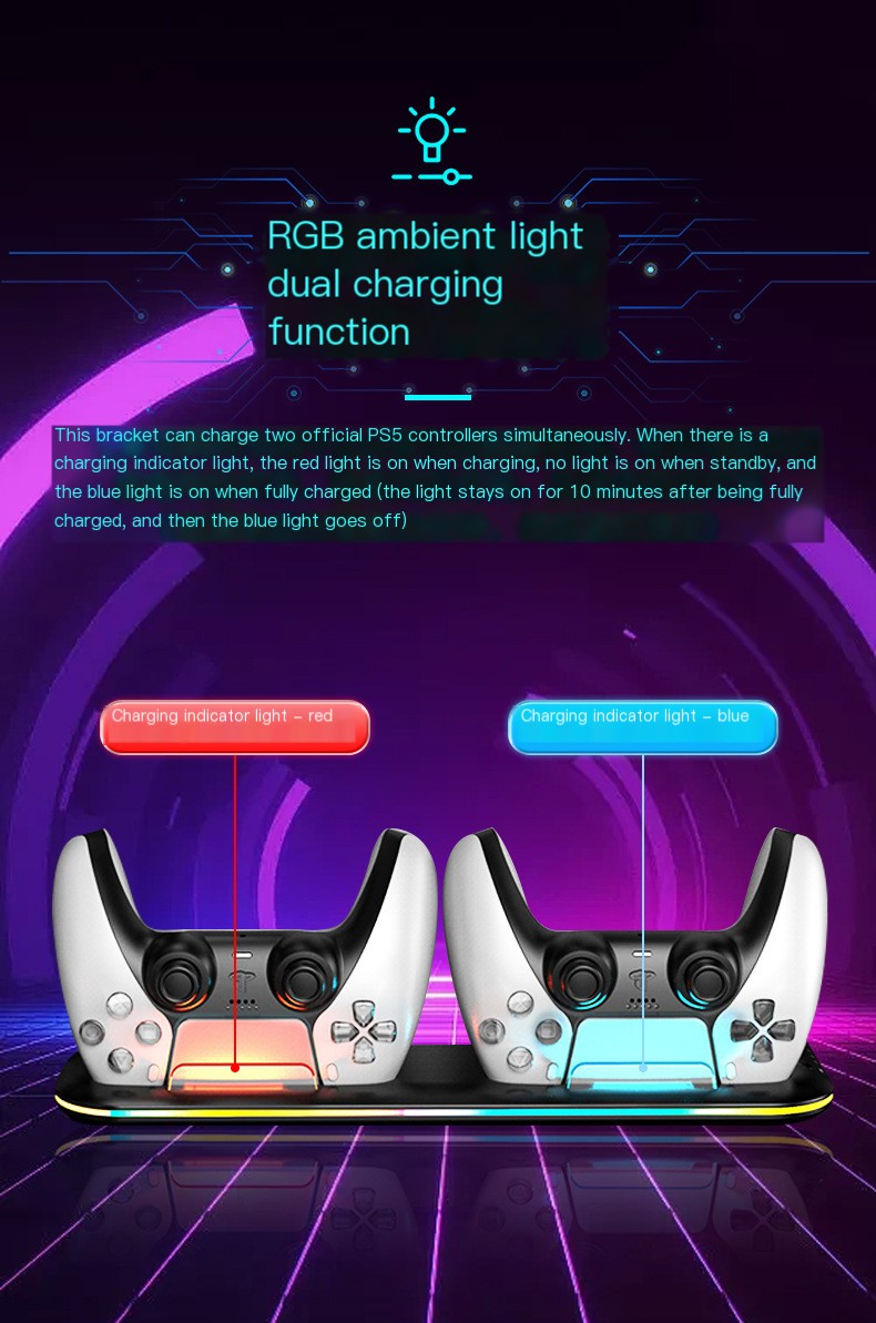 PS5 Charging Dock RGB Lighting 2