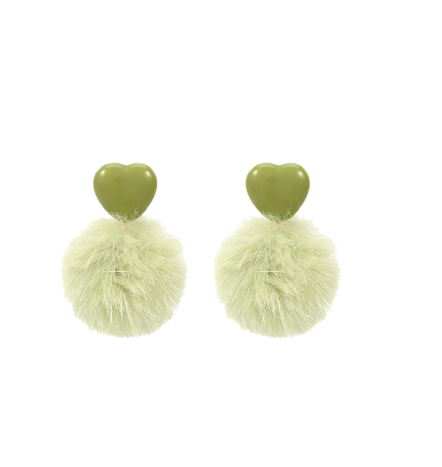 Purple Faux Fur Ball Earrings