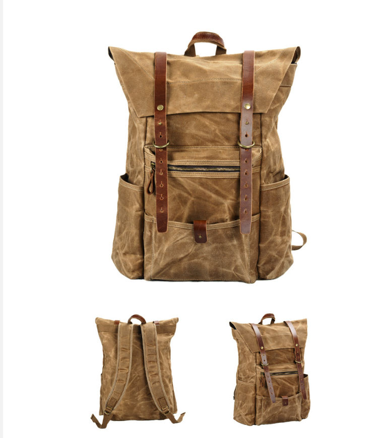 Retro Handmade Waterproof Backpack Image 3