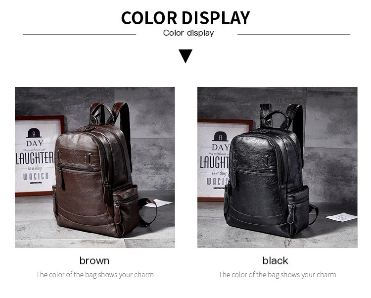 Men's Leather Backpack Image 3