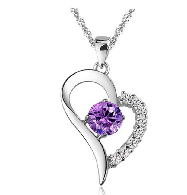 925 Silver Necklace Purple