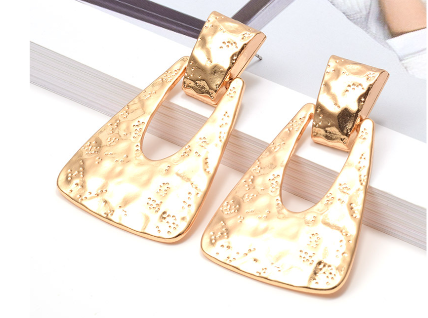 Trapezoid Textured Metal Drop Earrings 2
