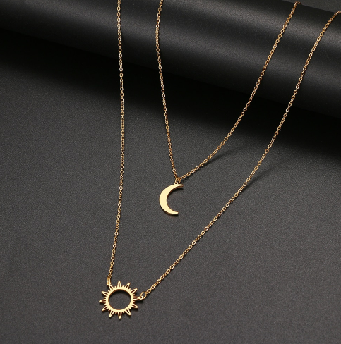 Colar Verdandi Sol e Lua - Golden Color