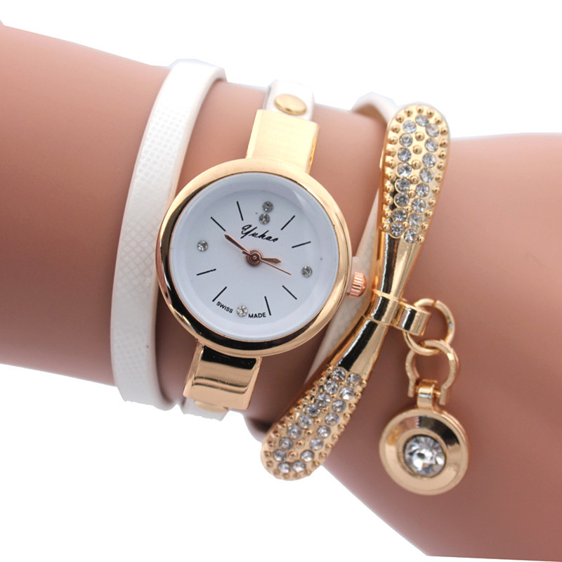 Gold Woven Triple Circle Pendant Wristwatch Image 6