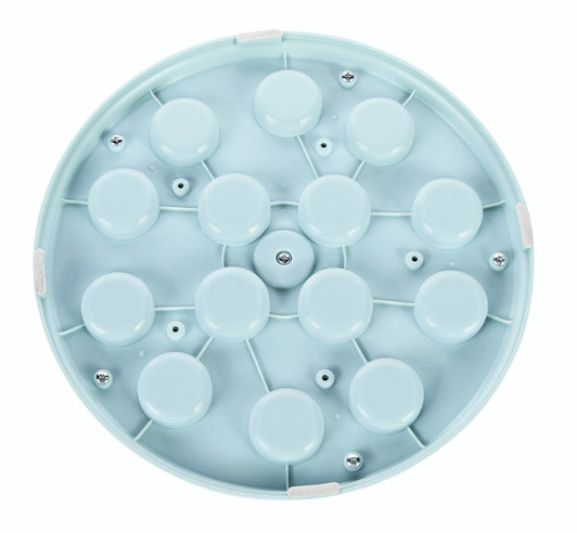 Dog playing with feeding toy