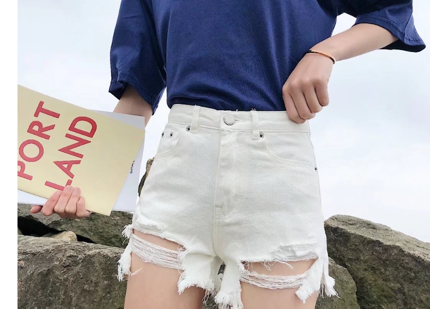 Ripped Denim Shorts 4