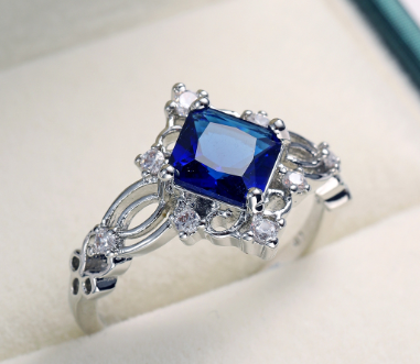 Square Platinum Color Diamond Ring Image 6