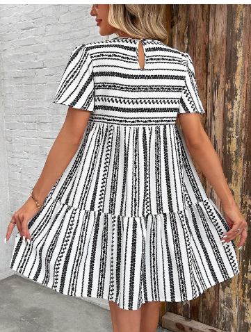 Printed Striped Dress Image 2