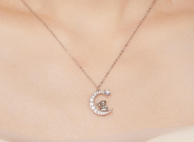 Colar Coelho Shine Moon - em Prata 925 e Zircônias