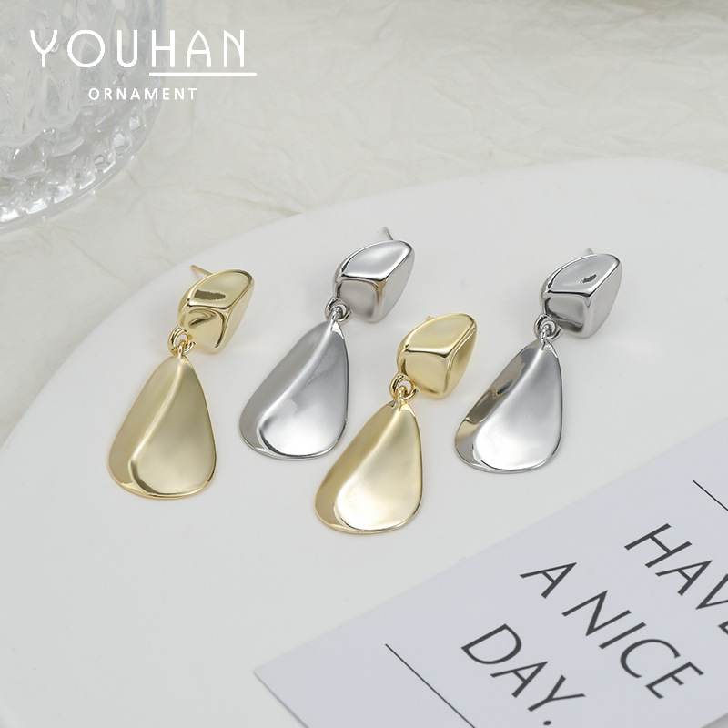 Geometric Color Block Earrings - Silver