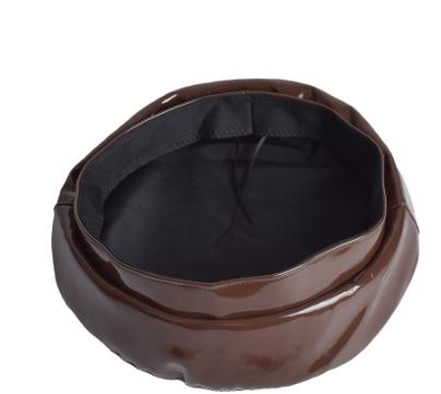 PU Mirror Leather Beret Black