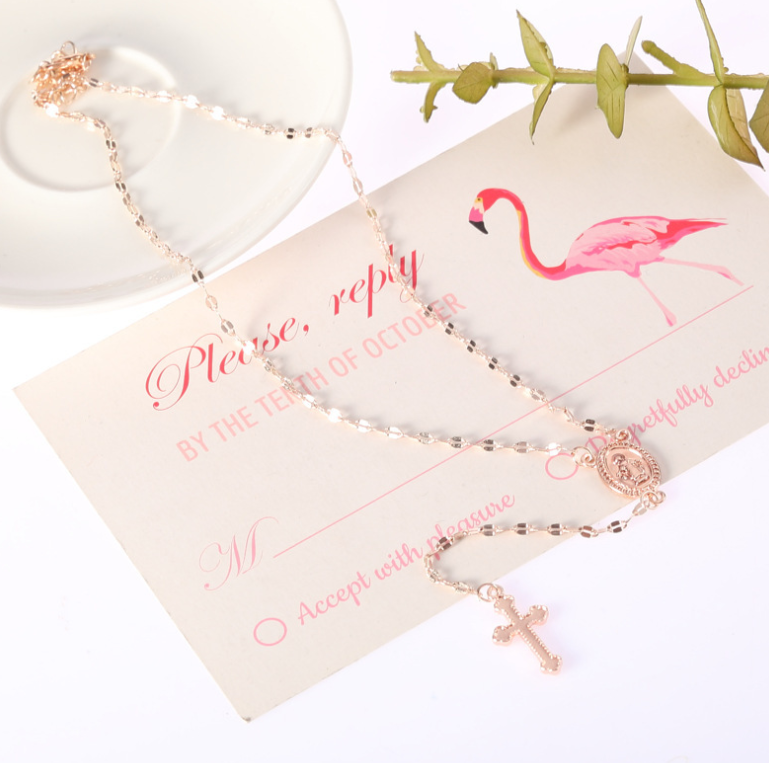 Cross Virgin Mary Pendant Necklace