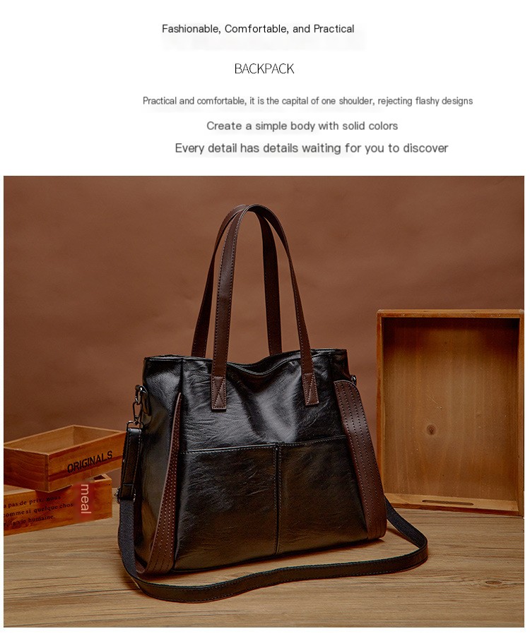 Soft Leather Tote Bag - Burgundy