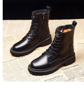 Delphine Black Leather Ankle Boots