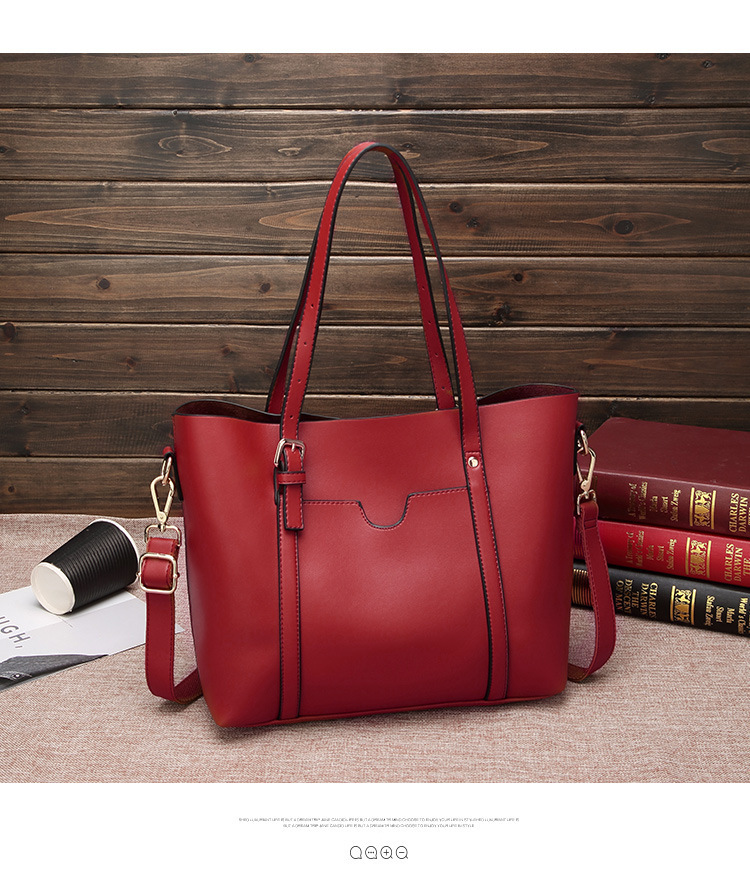 Retro Waxed Leather Shoulder Tote Bag Image 6