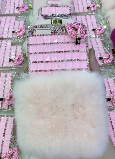 Perfume Bottle Faux Fur Phone Case