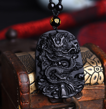Obsidian Wolf Head Pendant