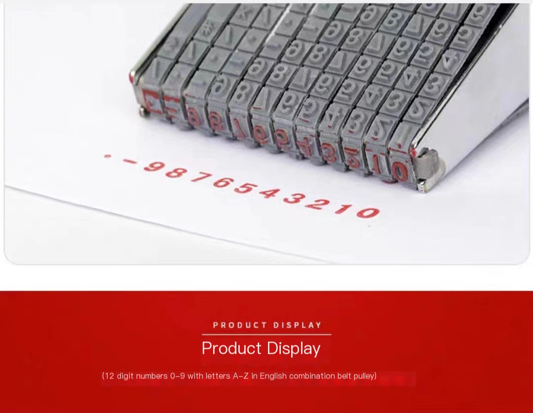 Multi-purpose wheel seal 8-12 adjustable digits 0-9 letters A-Z symbol date stamp with year month day