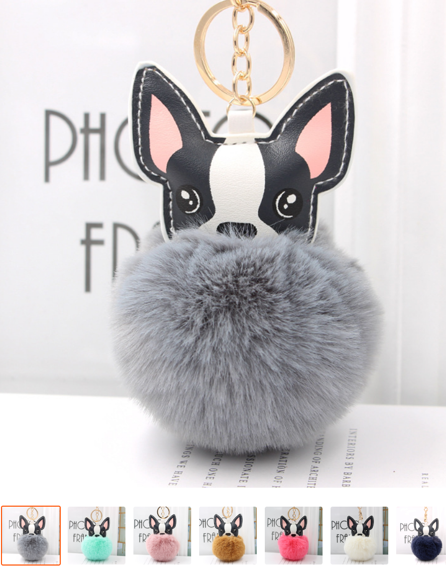 PU Puppy Fur Ball Keychain 1