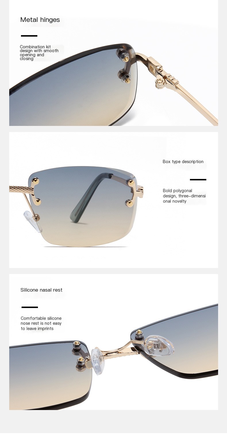 Different Color Variations of Frameless Sunglasses