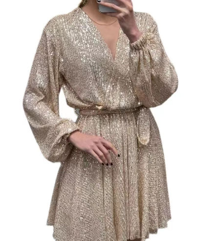 Sequin Evening Dress Champagne