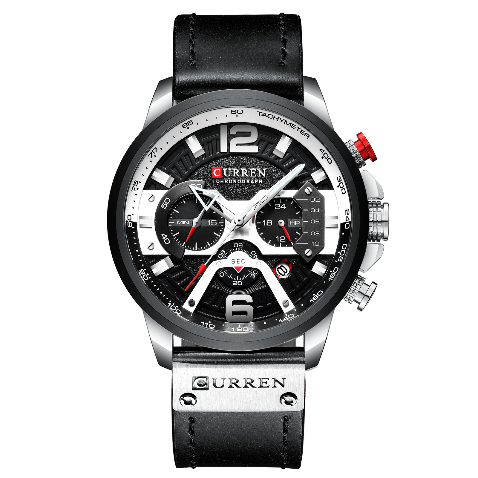 Lige Men's Quartz Watch - White Shell Black