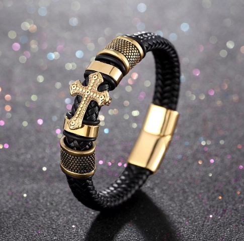 Leather Woven Bracelet Image 1