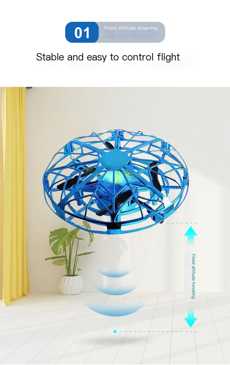 Gesture-Sensing Hover UFO Drone Champagne Gold