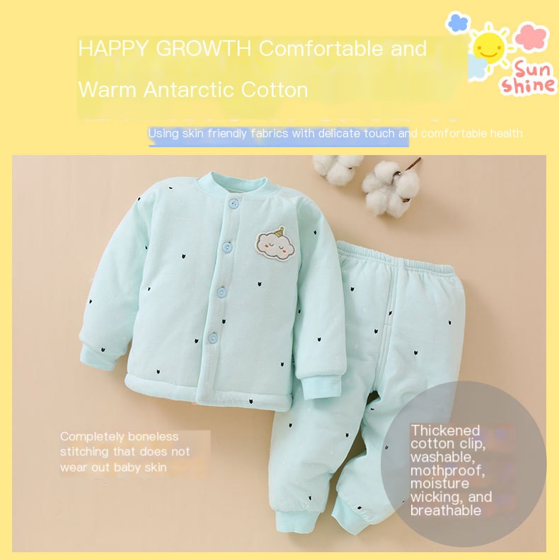 Children's underwear in autumn and winter, pure cotton 1-2 year old baby baby warm without bone thickening cotton clothes child suit
