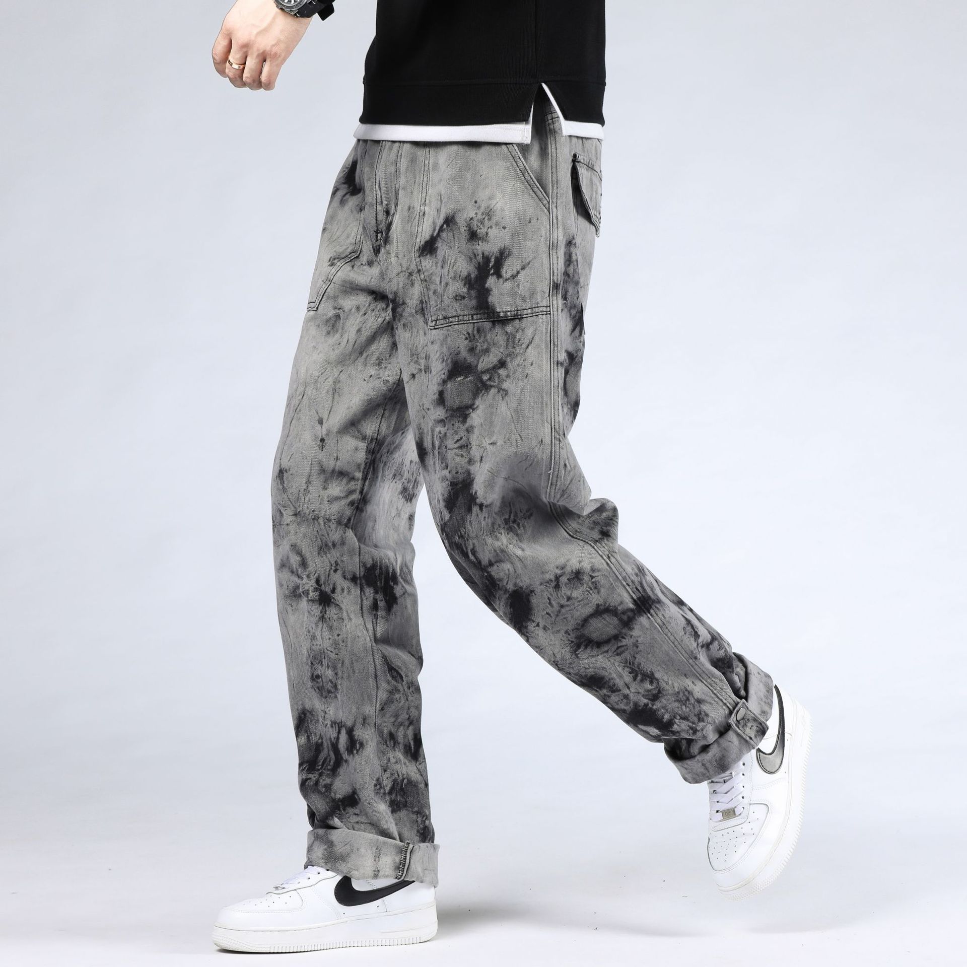 Men's Stylish Loose Plus Size Oversized Skateboard Trousers image