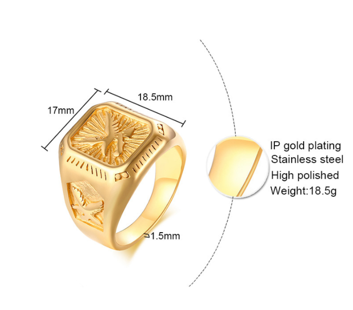 Eagle Signet Ring - Gold Finish