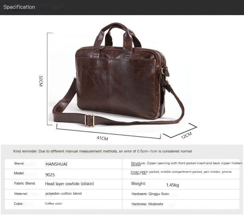 Cowhide Business Briefcase Image 4