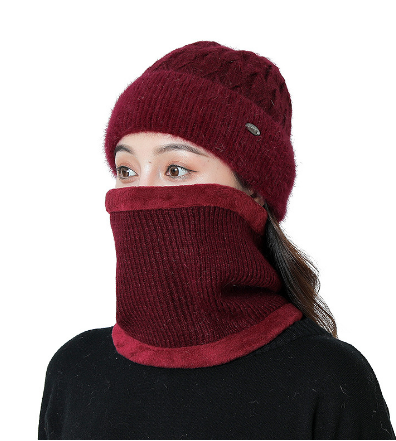 Women's Fleece Warm Wool Hat Scarf Suit Image 1