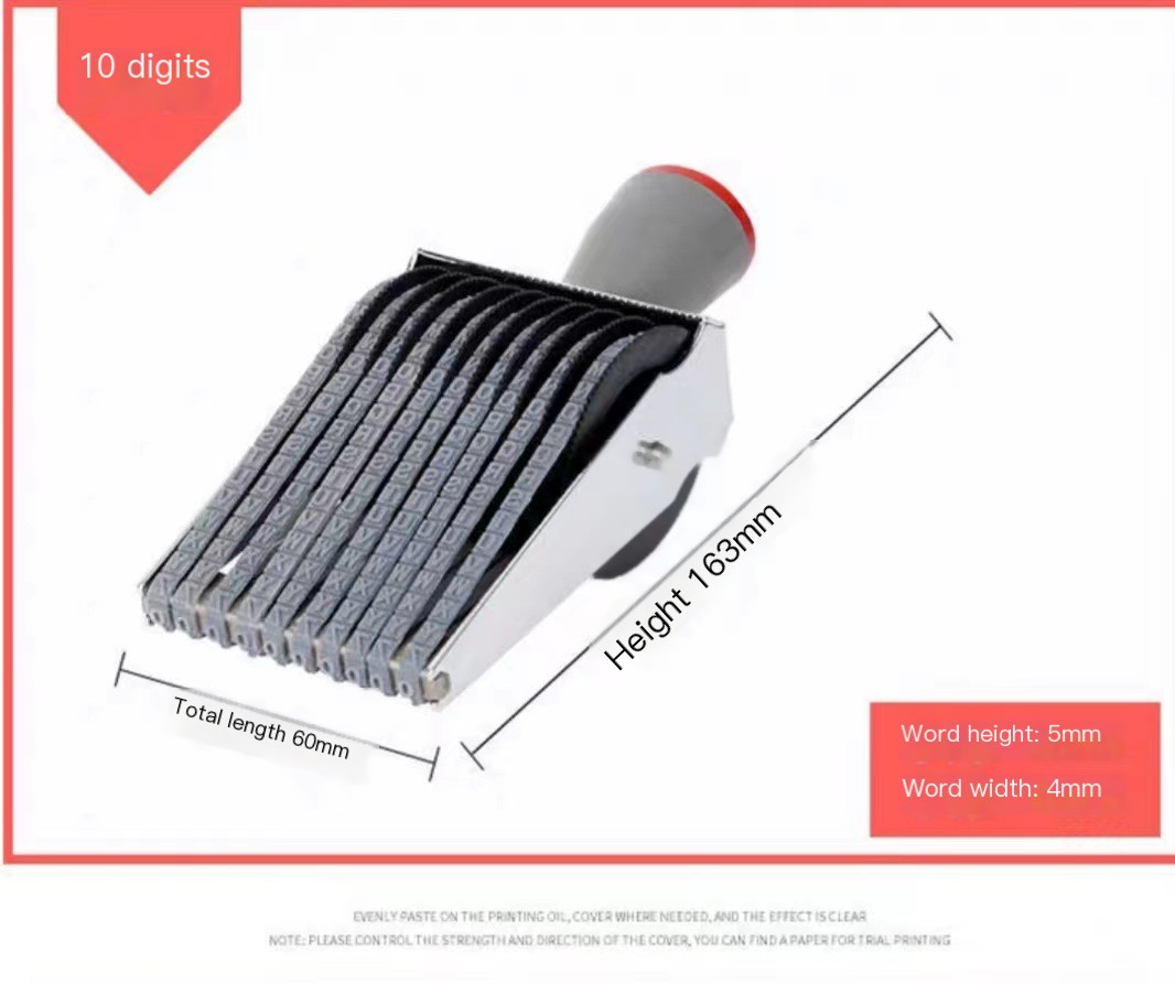 Multi-purpose wheel seal 8-12 adjustable digits 0-9 letters A-Z symbol date stamp with year month day