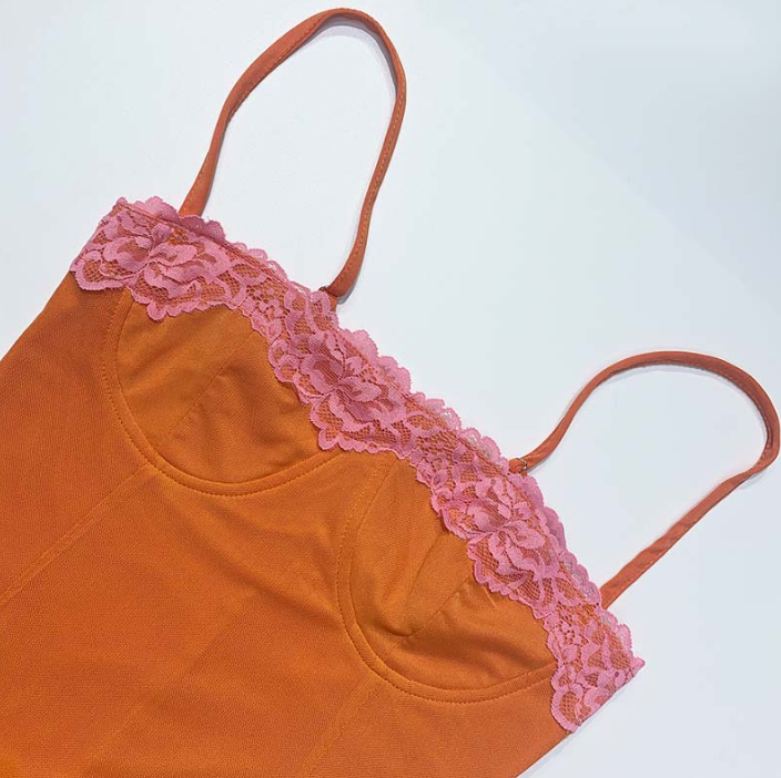 Flame Orange Dress Full Length